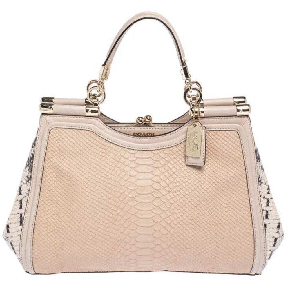 Coach Coach Blush Pink Python Embossed Leather Madison Pinnacle Carrie Tote - Picture 5 of 13